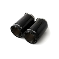 Remus Stainless Steel 98mm Straight Black Chrome w/Carbon Insert Tail Pipe Set (Quad Tips) - Exhaust Mufflers & Tips