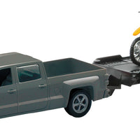 New-ray Replica 1:43 Trk/trailer/bike Chevy Silver/bike Orange - Apparel Collection