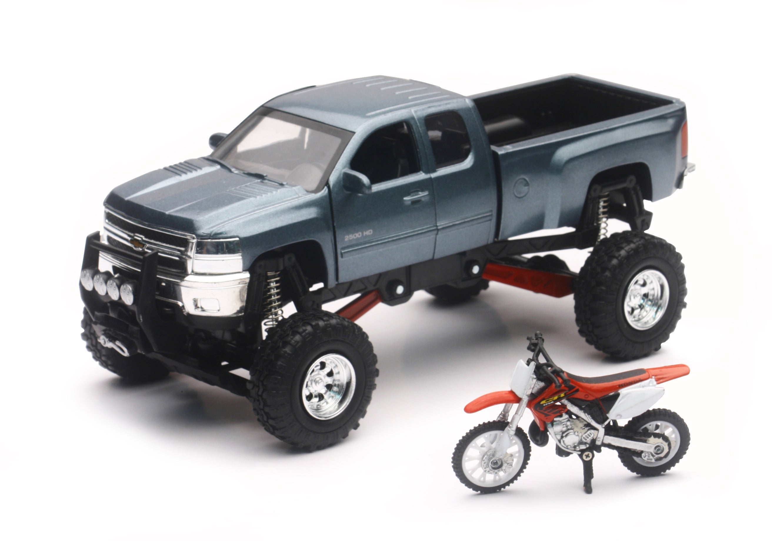 New-ray Replica 1:43 Truck/race Bike Chevy Grey/honda Red - Apparel Collection