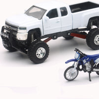 New-ray Replica 1:43 Truck/race Bike Chevy White/yamaha Blue - Apparel Collection