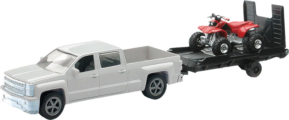 New-ray Replica 1:43 Truck/trailer/atv Chevy White/atv Red - Apparel Collection