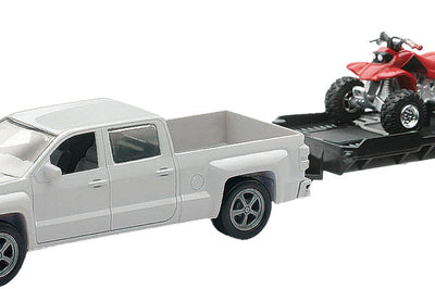 New-ray Replica 1:43 Truck/trailer/atv Chevy White/atv Red - Apparel Collection