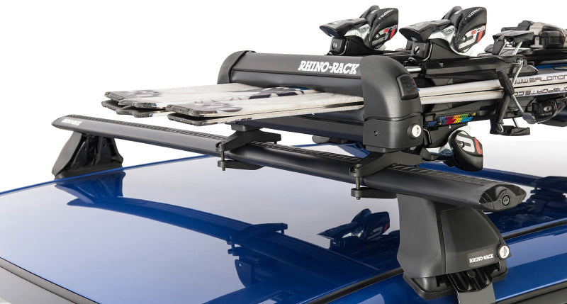 Rhino-Rack Universal Ski/Snowboard Carrier - Fits 3 Pairs of Skis or 2 Snowboards - Black - Roofs & Roof Accessories
