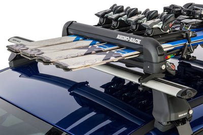 Rhino-Rack Universal Ski/Snowboard Carrier - Fits 4 Pairs of Skis or 2 Snowboards - Black - Roofs & Roof Accessories