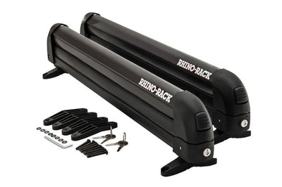 Rhino-Rack Universal Ski/Snowboard Carrier - Fits 4 Pairs of Skis or 2 Snowboards - Black - Roofs & Roof Accessories