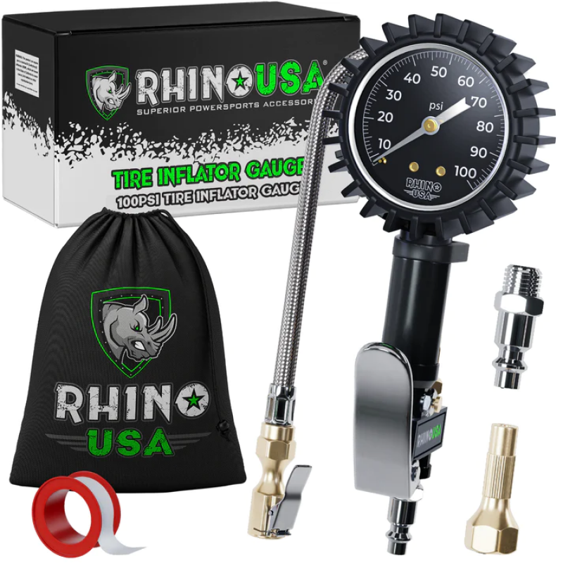 Rhino USA 100 Psi Analog Tire Inflator Gauge - Gauges & Pods