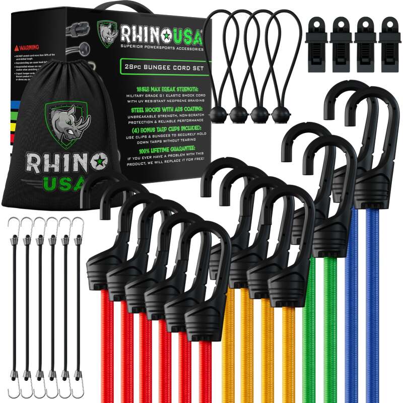 Rhino USA 28Pc Bungee Cord Assortment - Truck Bed Accessories