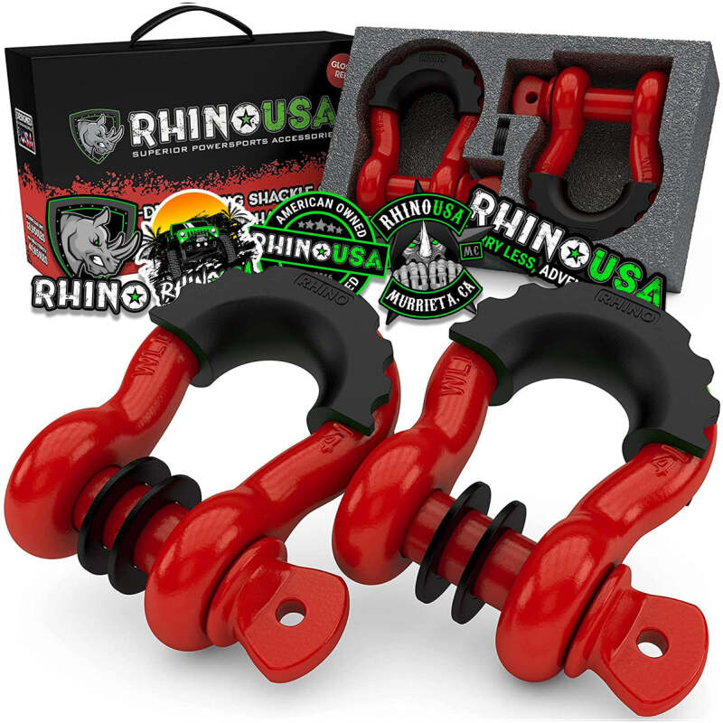 Rhino USA 3/4In D-Ring Shackle Set (2-Pack)(Red) - Suspension