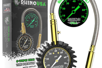 Rhino USA 75 Psi Analog Heavy Duty Tire Pressure Gauge - Gauges & Pods