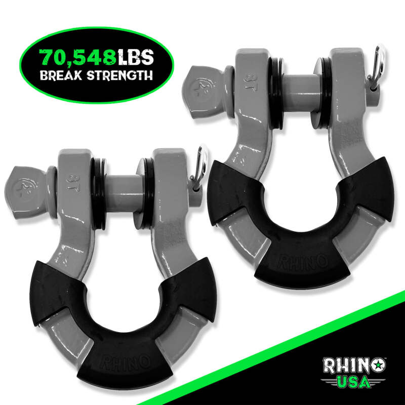Rhino USA 8T Super Shackle 2-Pack (Gray) - Suspension