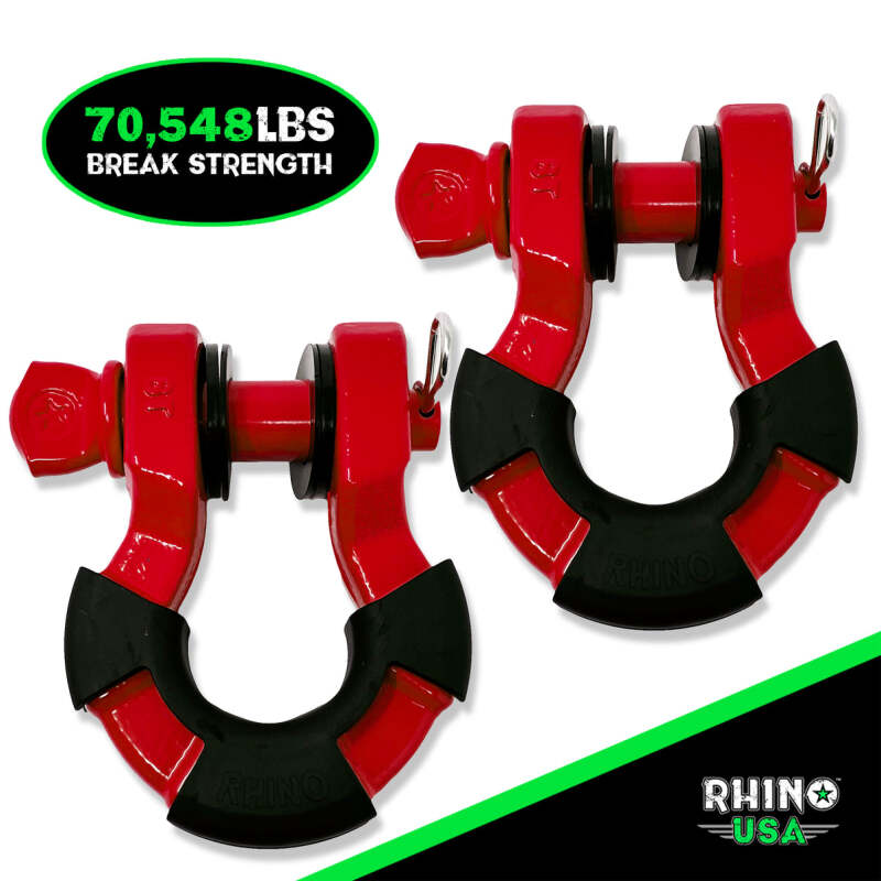 Rhino USA 8T Super Shackle 2-Pack (Red) - Suspension