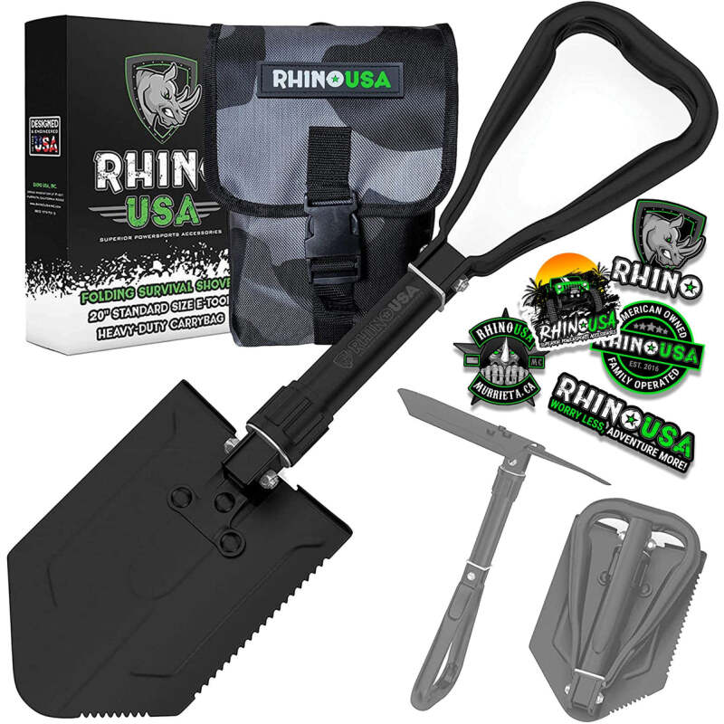 Rhino USA Folding Recovery Shovel W/Pick - Truck Bed Accessories