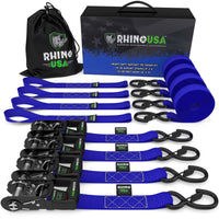 Rhino USA Heavy Duty Ratchet Tie-Down 4-Pack Blue 1.6In X 15Ft - Truck Bed Accessories