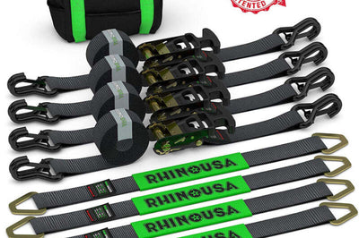 Rhino USA Heavy Duty Vehicle Tie Down Kit - Black - Truck Bed Accessories