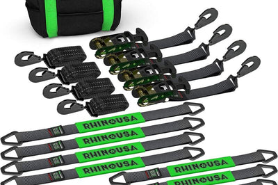 Rhino USA Heavy Duty Vehicle Tie Down Kit (Snap Hook) - Truck Bed Accessories