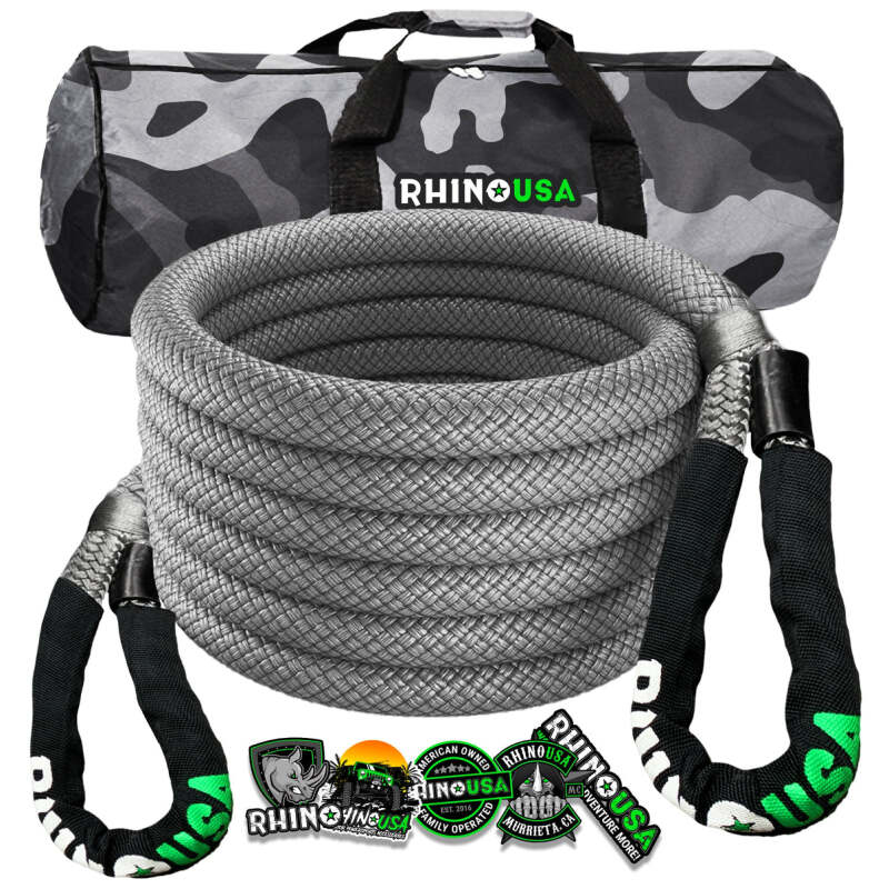 Rhino USA Kinetic Energy Recovery Rope (1In X 30Ft) Gray - Truck Bed Accessories