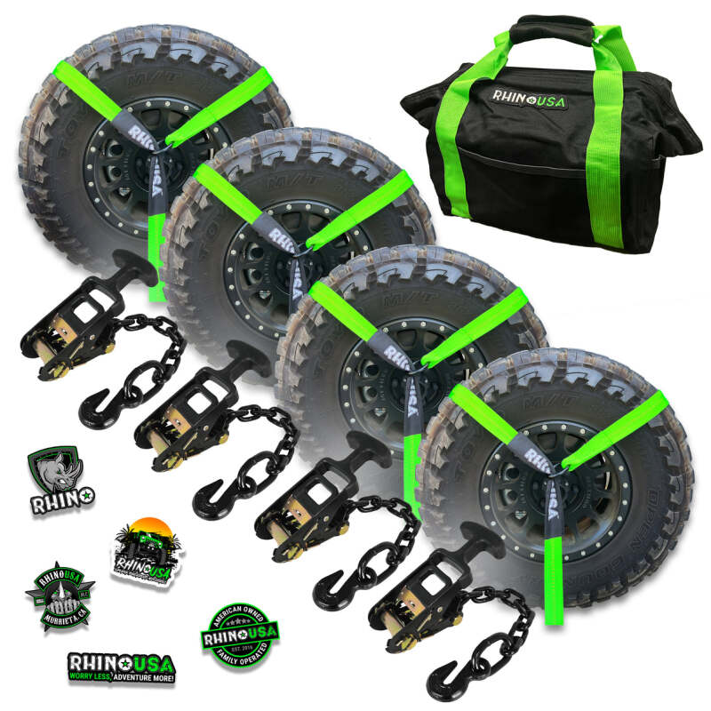Rhino USA Lasso Straps; Basket Straps - Green - Winches & Hitches