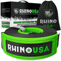 Rhino USA Recovery Tow Strap 3Inx30Ft (Black) - Winches & Hitches
