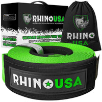 Rhino USA Recovery Tow Strap 3Inx30Ft (Green) - Winches & Hitches