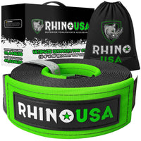 Rhino USA Recovery Tow Strap 4Inx30Ft (Black) - Winches & Hitches