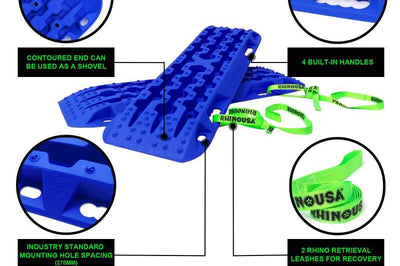 Rhino USA Recovery Traction Boards - Blue (Pair) - Winches & Hitches
