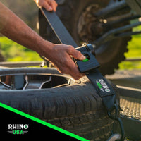 Rhino USA Retractable Ratchet Straps (4Pk 1Inx10Ft) (Gray) - Winches & Hitches