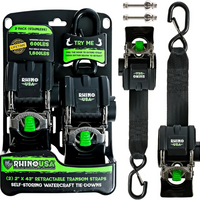 Rhino USA Retractable Transom Straps (2 Pack-Stainless) - Winches & Hitches