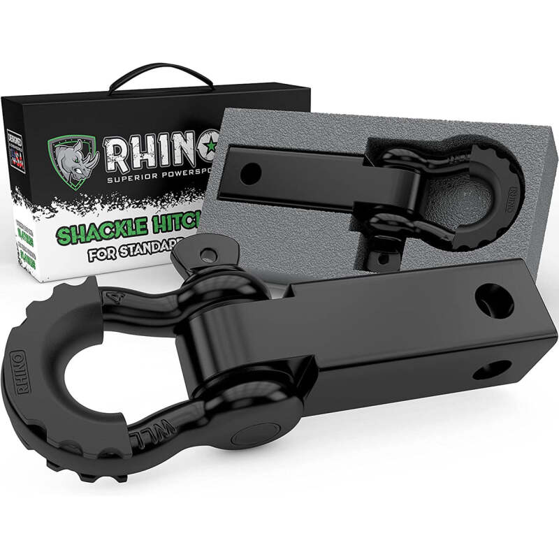 Rhino USA Shackle Hitch Receiver W/ D-Ring (Black) - Suspension