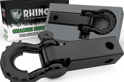 Rhino USA Shackle Hitch Receiver W/ D-Ring (Black) - Suspension