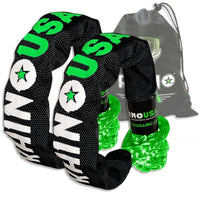 Rhino USA Synthetic Soft Shackles Green (2-Pack) - Suspension
