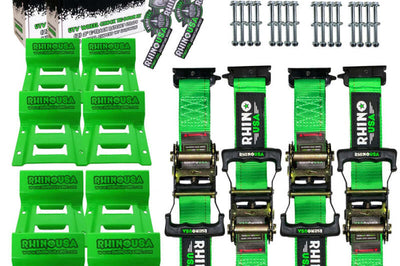 Rhino USA Utv Wheel Chock Tie-Down Kit (4-Wheel Kit) (Green) - Truck Bed Accessories