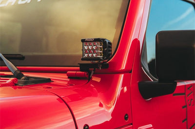 Rigid Industries 2018 Jeep JL - A-Pillar Mount Kit - Mounts Set of D / D-SS / SR-M / Ignite Series - Lights