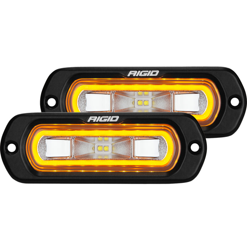 Rigid Industries SR-L Series Flush Mount LED Spreader Pair w/ Amber Halo - Universal - Lights