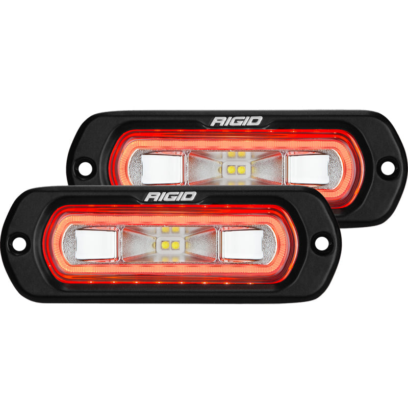 Rigid Industries SR-L Series Flush Mount LED Spreader Pair w/ Red Halo - Universal - Lights