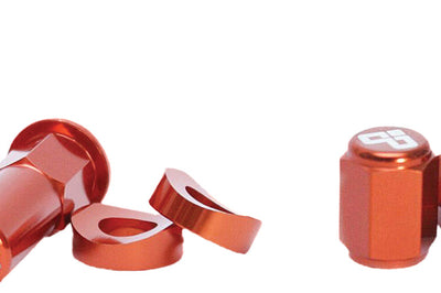 Dubya Rim Lock Nut & Valve Cap Kit Blue - Orange - Tires Wheels