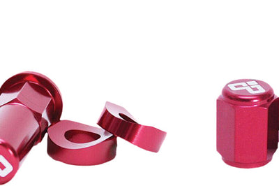 Dubya Rim Lock Nut & Valve Cap Kit Blue - Red - Tires Wheels