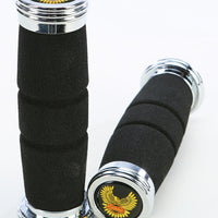 EMGO Roadhawk Grips Black W/Chrome End Cap 7/8’’X5.5’’