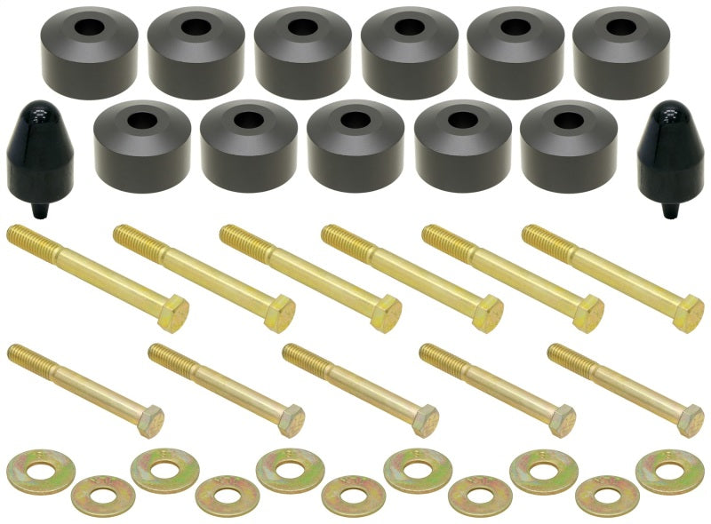 RockJock TJ/LJ/YJ Body Lift Kit 1in w/ Hardware - Suspension
