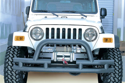 Rugged Ridge 3-In Dbl Tube Front Winch Bumper w/Hoop 76-06 Models - Bumpers Grilles & Guards