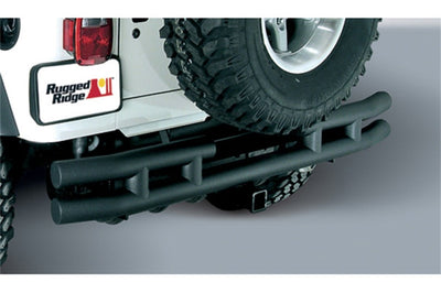 Rugged Ridge 3-In Dbl Tube Rear Bumper w/ Hitch 87-06 Jeep Wrangler - Bumpers Grilles & Guards
