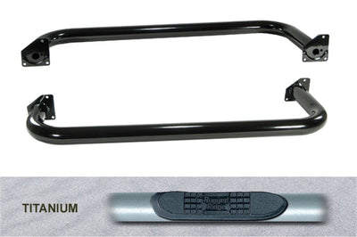Rugged Ridge 3-In Round Side Step Titanium 97-06TJ - Nerf Bars & Running Boards