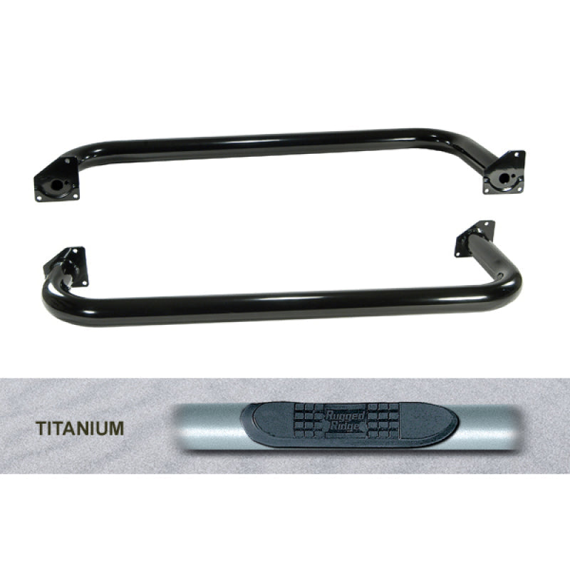 Rugged Ridge 3-In Round Side Step Titanium 97-06TJ - Nerf Bars & Running Boards