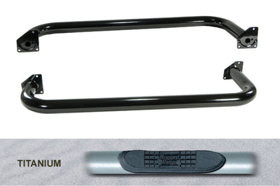 Rugged Ridge 3-In Round Side Step Titanium 97-06TJ - Nerf Bars & Running Boards