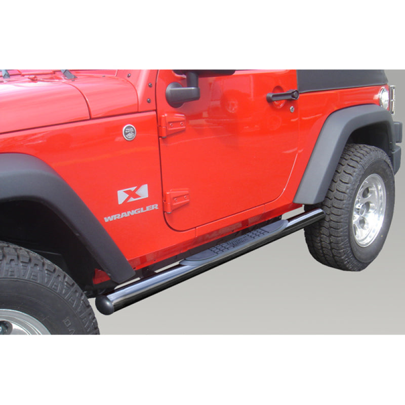 Rugged Ridge 3-In Round Side Steps Black 07-18 2-Door Jeep Wrangler - Nerf Bars & Running Boards