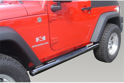 Rugged Ridge 3-In Round Side Steps Black 07-18 2-Door Jeep Wrangler - Nerf Bars & Running Boards