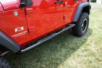 Rugged Ridge 3-In Round Side Steps Black 07-18 4-Door Jeep Wrangler - Nerf Bars & Running Boards