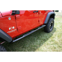 Rugged Ridge 3-In Round Side Steps Black 07-18 4-Door Jeep Wrangler - Nerf Bars & Running Boards