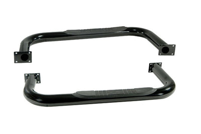 Rugged Ridge 3-In Round Side Steps Black 87-95 Jeep Wrangler - Nerf Bars & Running Boards