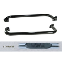 Rugged Ridge 3-In Round Tube Side Step SS 87-95 Jeep Wrangler YJ - Nerf Bars & Running Boards
