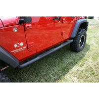 Rugged Ridge 3 In Round Tube Steps Black 07-18 Jeep Wrangler Unlimited JK - Nerf Bars & Running Boards
